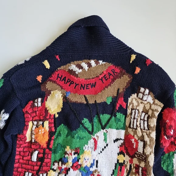 The Eagles Eye 1993 Hand Knit Rose Bowl Football Cardigan Sweater Size Small
